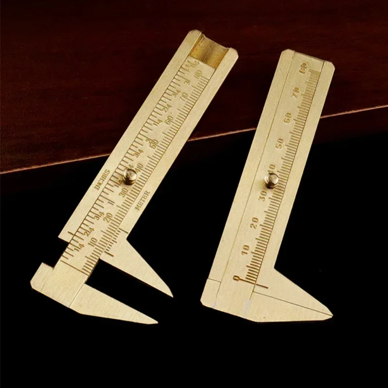 1PCS 80mm Mini Brass Sliding Ruler Double Scales Metal Vernier Caliper Gauge Micrometer Precision Measuring Tool