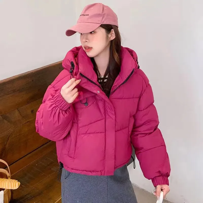 Women Winter Jacket Warm Thick Bread Clothes Hooded Parka 2025New Fashion Casual Loose Cotton-padded Outwear Coat Woman Overcoat