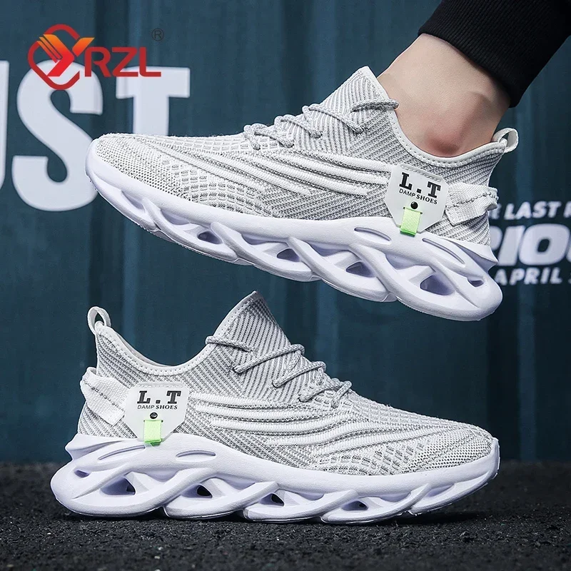 YRZL Sports Running Men Black Jogging Shoes Casual Sneakers Outdoor Breathable Mesh Women Light Shock-absorption Sneakers Men