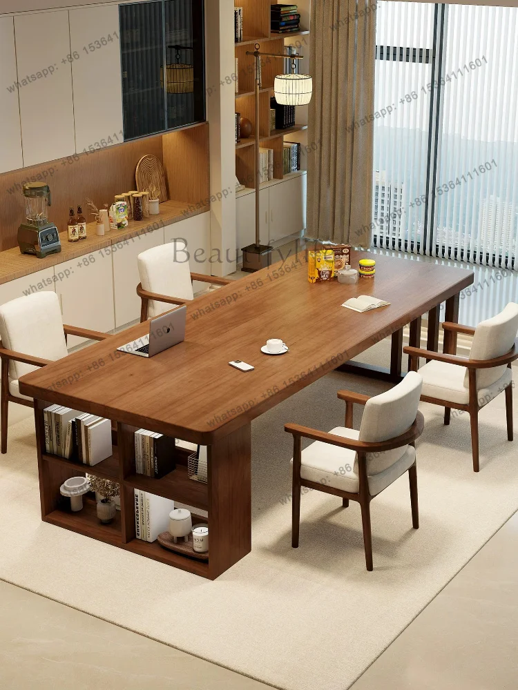 FG Nordic living room solid wood desk home dining table tea table integrated large board tables office study solid wood long tab