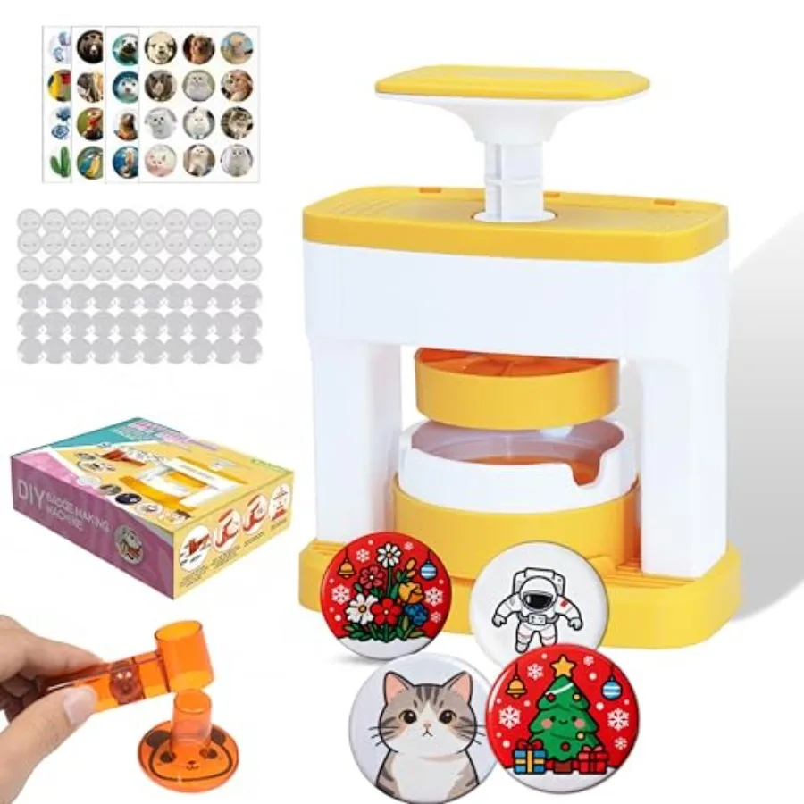 

Button Maker Machine 55mm Badge Maker Machine DIY Badge Punch Press Set with Circle Cutter and 48 Button Parts Round Pin Maker