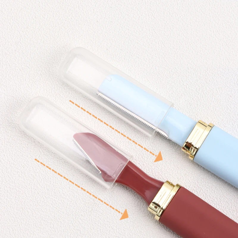 Karsyngirl 1/2 Uds recortador de cejas de doble punta hoja de afeitar de cejas portátil removedor de vello Facial herramienta para dar forma a las cejas herramienta de maquillaje