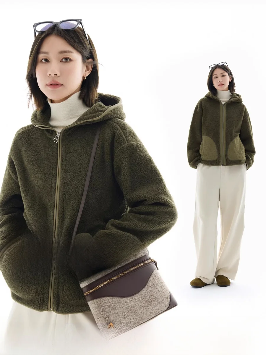 

Thiened Fce Women's Hooded Jaet Cloud Life【Bonfire】Double-Sided Wearable Winter New Sle Casual Loose Fit Coat