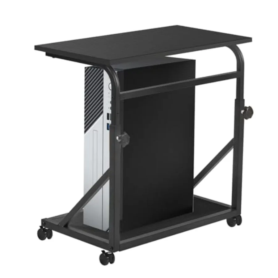 

Computer Tower Stand for home office, steel and ABS plastic, black, 2-tier with lockable wheels and adjustable height