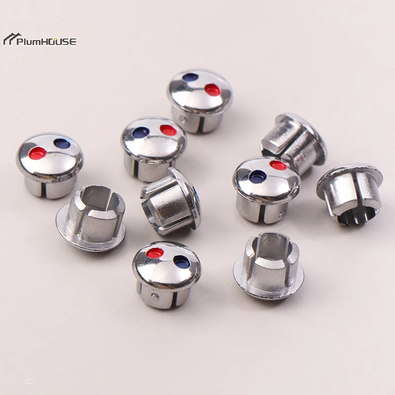 10Pcs Faucet Handle Hot Cold Water Sign Red Blue Label Decoration Cover Kitchen Bathroom Mixer Tap Indicate For Faucet Handles