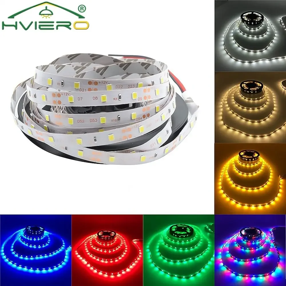 5M LED Strip Light Non Waterproof DC12V White Warm Blue Red Green Ribbon Tape Brighter 2835 Home Decorative Christmas Atmosphere