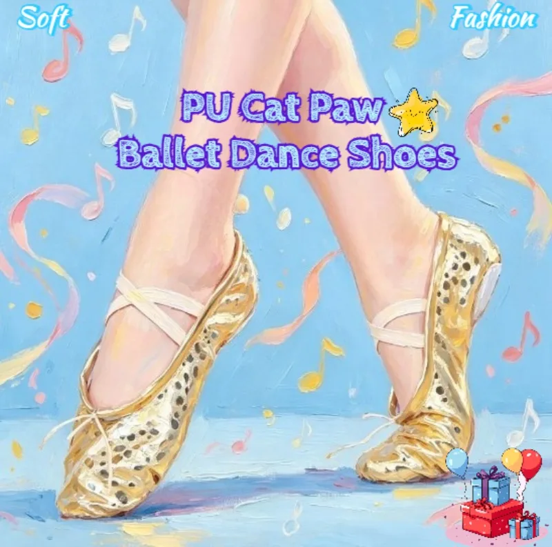 

Gold Silver PU Cat Paw Ballet Dance Shoes Soft Kids Adult Girls Performance Practice Sneakers Indoor Gym Dance Class Daily Wear