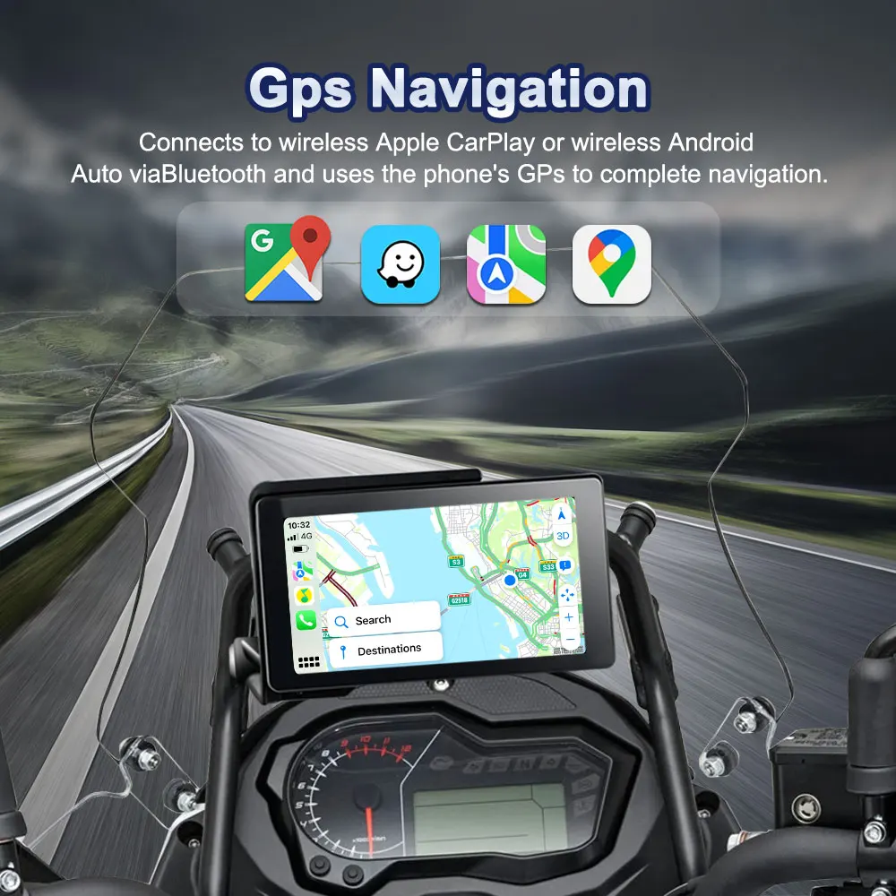 6 Inch IPS Screen Moto GPS Navigation Display Waterproof Ip68 Quick Release Motorcycle Carplay Monitor Screen for bmw