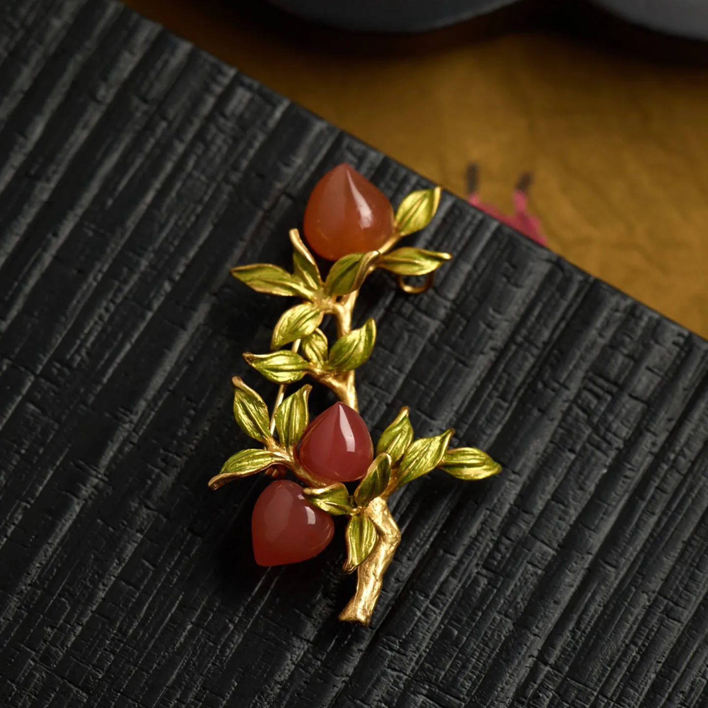 

Брошь из серебра 925 пробы с натуральным агатом Наньхун, высококачественная изысканная брошь в новом китайском стиле из стерлингового серебра, подарок