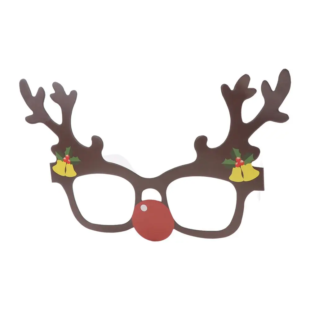 9pcs/set Cartoon Santa Claus Paper Glasses Santa Claus/Snowman/Christmas Tree Papper Snowflake Elk Glasses Foldable