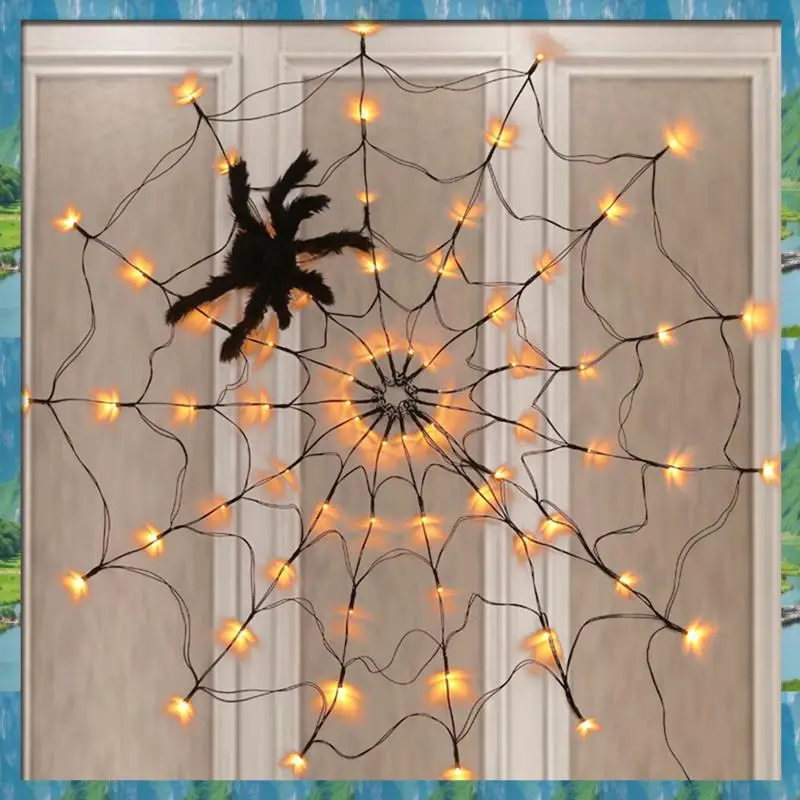 

The New Halloween Spider Web Lights USB 8 Modes Spider Web Wall Net Lights For Scary Halloween Decoration Garland