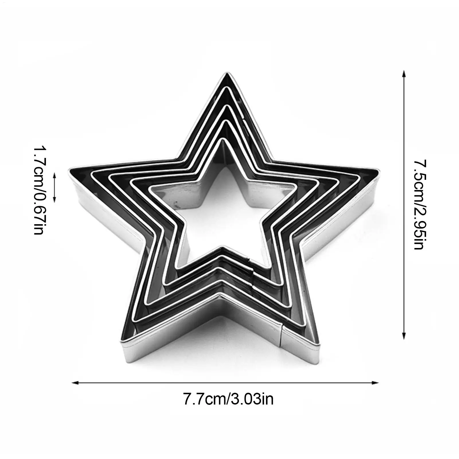 Small Star Cookie Cutter Stainless Steel Pastry Molds 5pcs Star Shaped Biscuits Cutter Set Stainless Steel star cookie cutter
