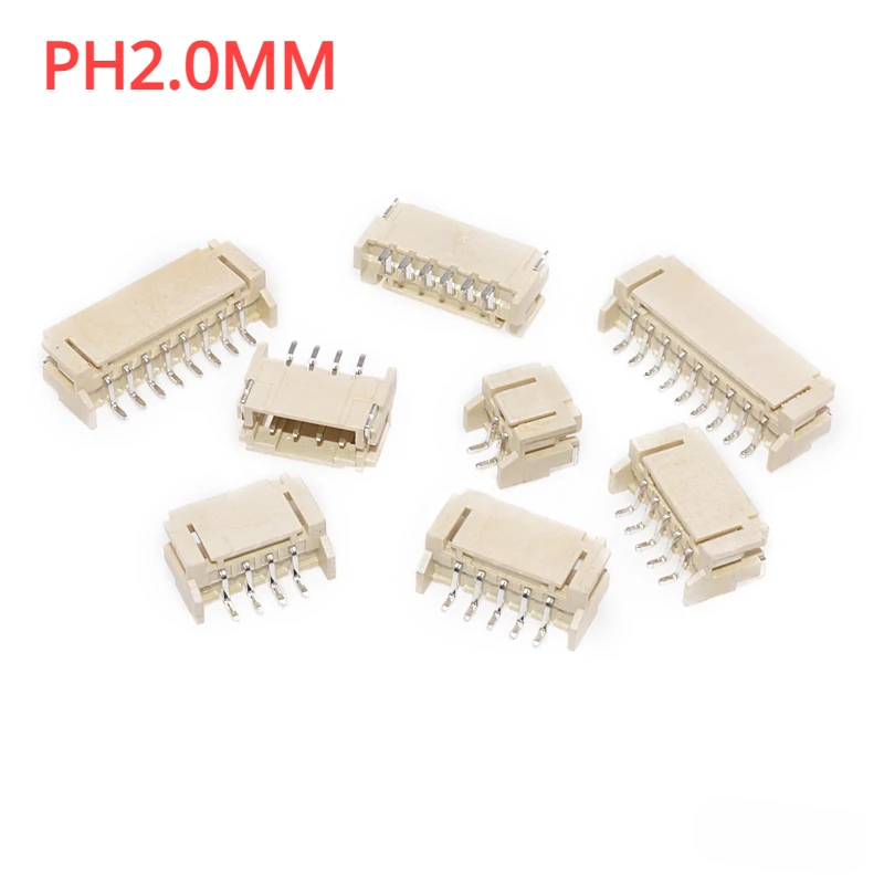 10pcs PH2.0 SMD SMT RIGHT ANGLE connector 2.0MM PITCH 2MM MALE pin header 2P/3P/4P/5P/6P/8P/ FOR PCB BOARD LED strip connector