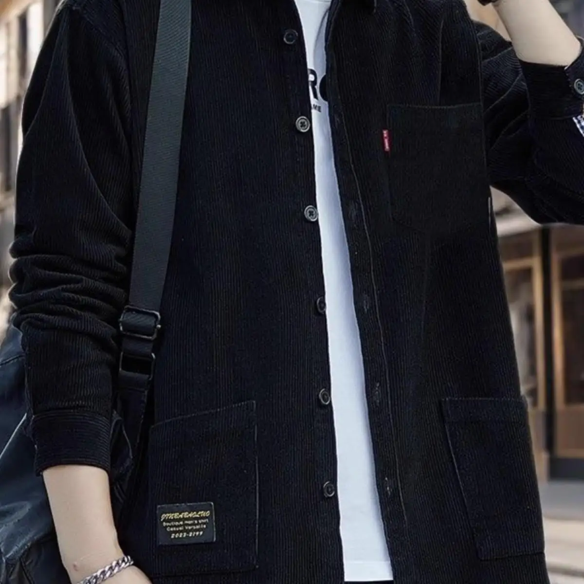 

Loose Fit Corduroy Work irt Men's Autumn Winter New Sle Casual Versatile Wear Resistant Dirt Proof Workwear Jaet