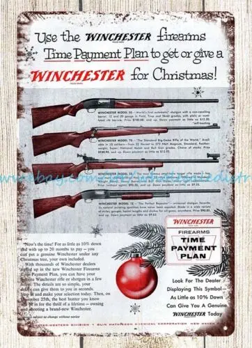 nostalgic garage shop 1955 Winchester Firearm gun rifle Hunting metal tin sign