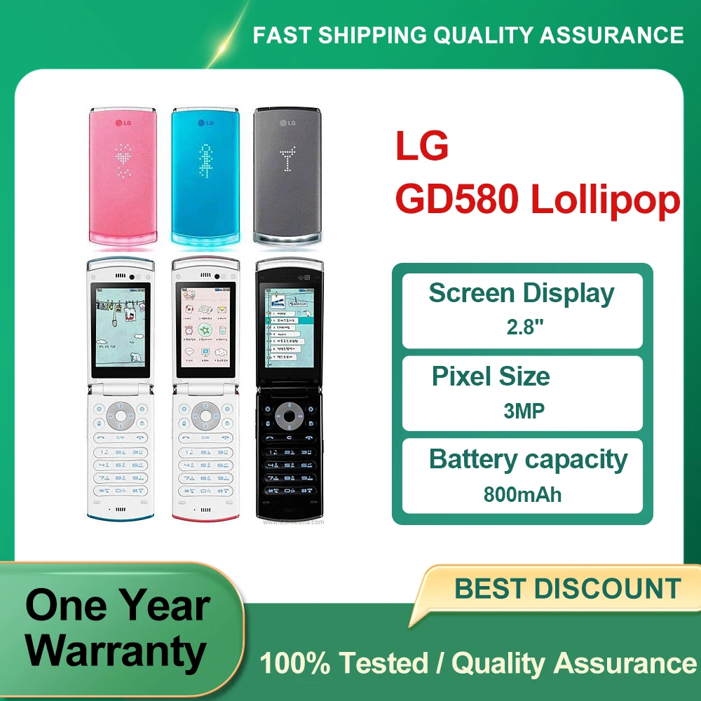 LG GD580 sucette reconditionn dbloqu Original GD580 LG dLite simple sim 3MP 2.8 