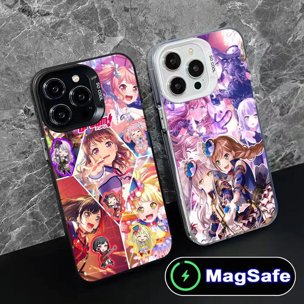 حافظة هاتف محمول عصرية من BanG Dream لهاتف آيفون 16 15 14 13 12 11 Pro Max Plus MagSafe طباعة ملونة شفافة فاخرة وجميلة