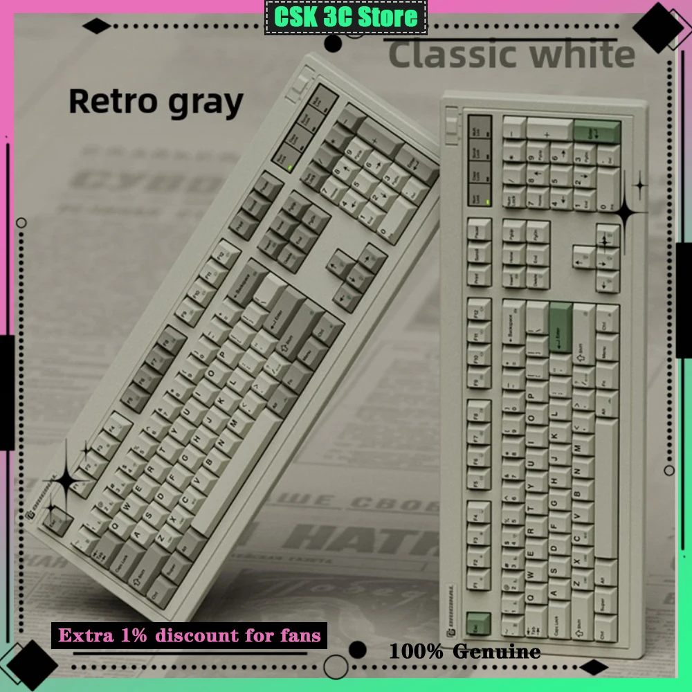 Teclado Mecânico Silencioso Tri-modo FL・ESPORTS 85% Cherry Profile com RGB Hot Swappable em Material PBT para Jogos e Uso em Escritório