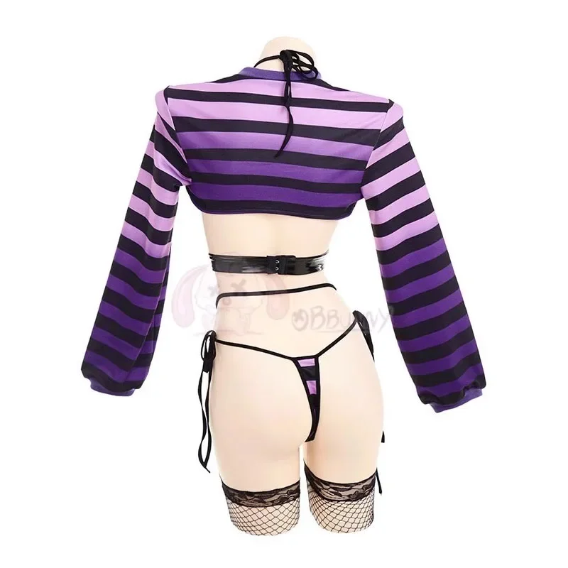 الأرنب فتاة تأثيري حلي المرأة مثير انقسام الصدر مجموعة الملابس الداخلية مخطط كم طويل ملابس السباحة ثوب السباحة زي حفلة الهالوين