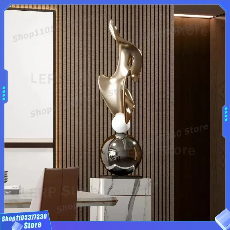 Modern Geometric Floor Sculpture Art Streamer Ornament for Living Room Entrance Hotel Clubhouse Space Decoration Model Room
