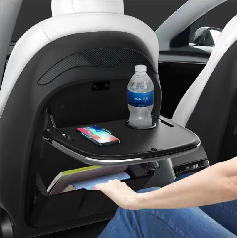 Wireless Charging Hidden Multifunctional Rear Row Seat Back Table Stainless Steel Car Interior Accessory for Vehicles