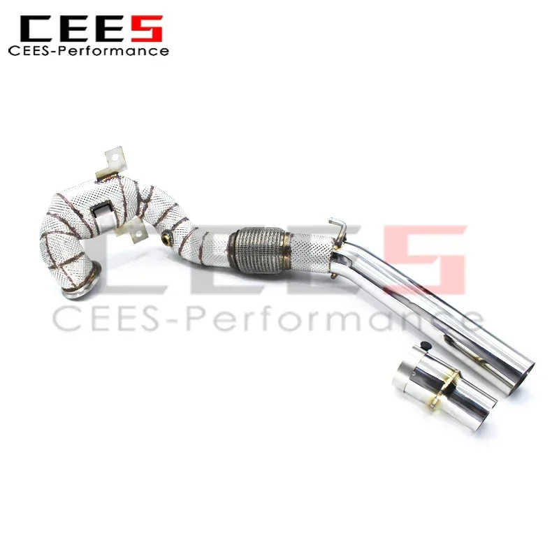 CEES  SS304 Exhaust Downpipe for VW Golf MK7/MK7.5 GTI 2.0T 2014-2020 Stainless Steel Downpipe with Catalyst with Heat Shield