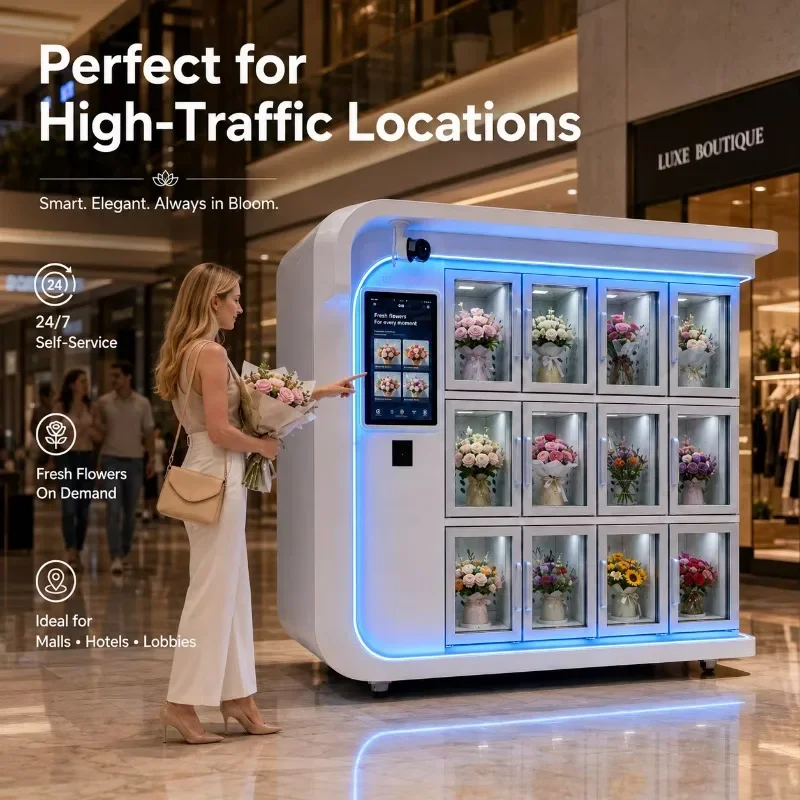 FL 12 Big Lockers Floral Flower Vending Machine Bouquets Vending Machine Flower Wholesale OEM Manufacturer Customized