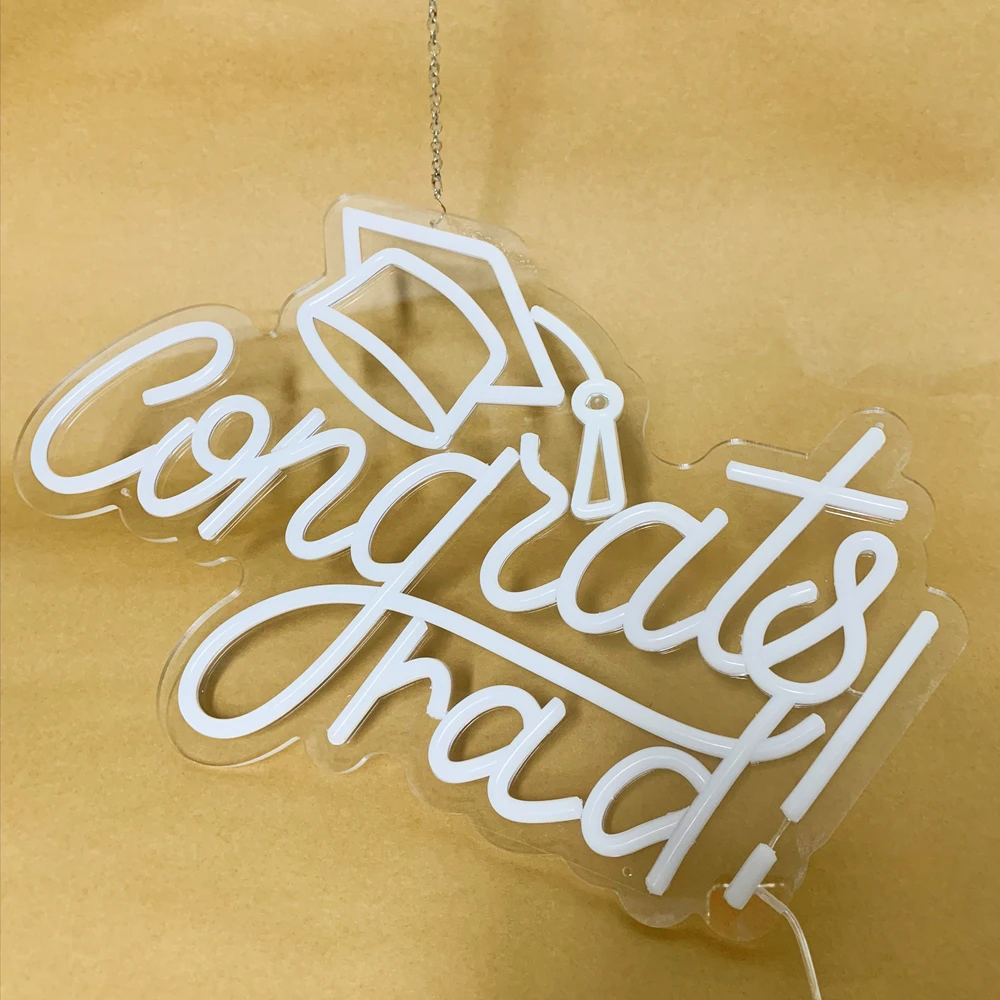 Neon LED Congrats Grad Light Sign Congratulation Party Light up Neon Signs for Graduation Decoration Lights