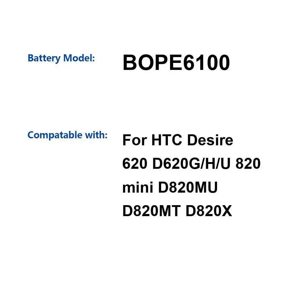 

Аккумулятор для мобильного телефона емкостью 2100 мАч для Htc Desire 620 D620G H U 820 Mini D820MU D820MT D820X BOPE6100