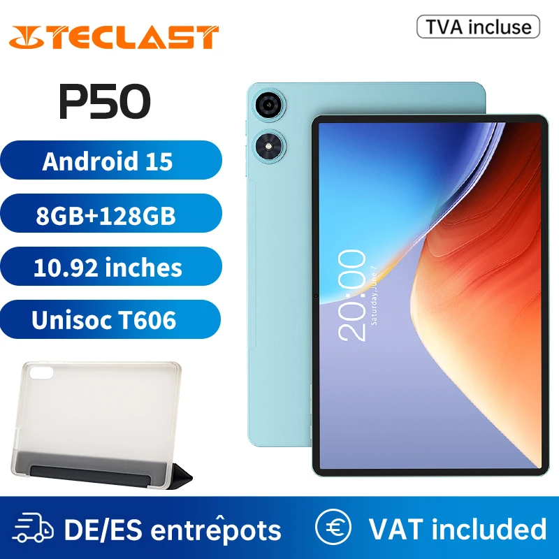 2025 Teclast P50 Tablet Android 15 8-Core T606 8 GB RAM GB ROM Zoll 1280 × 800 iPS Bluetooth 5 mAh
