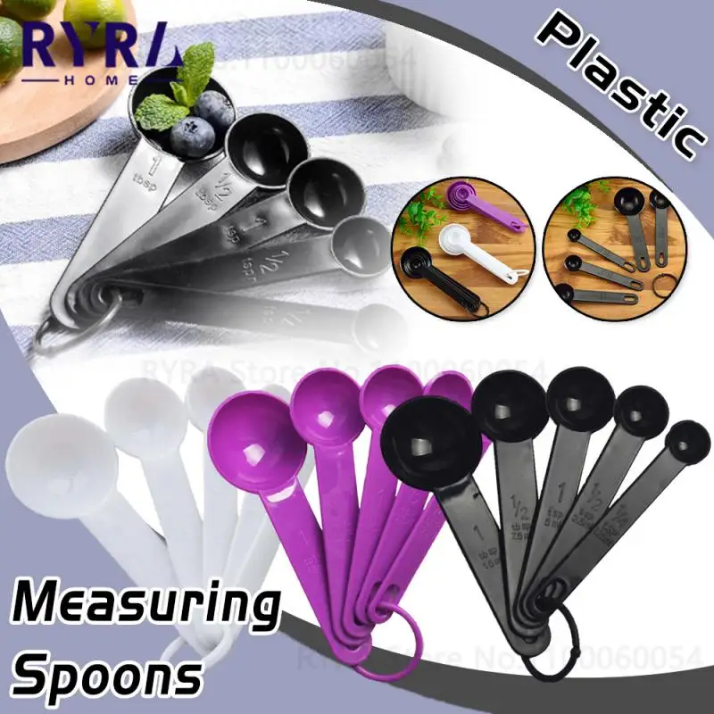 5PCS Multi Purpose Measuring Spoon With Scale Cup Measuring Tool Baking Accessory Plastic Handle Teaspoon Kitchen Baking Gadgets