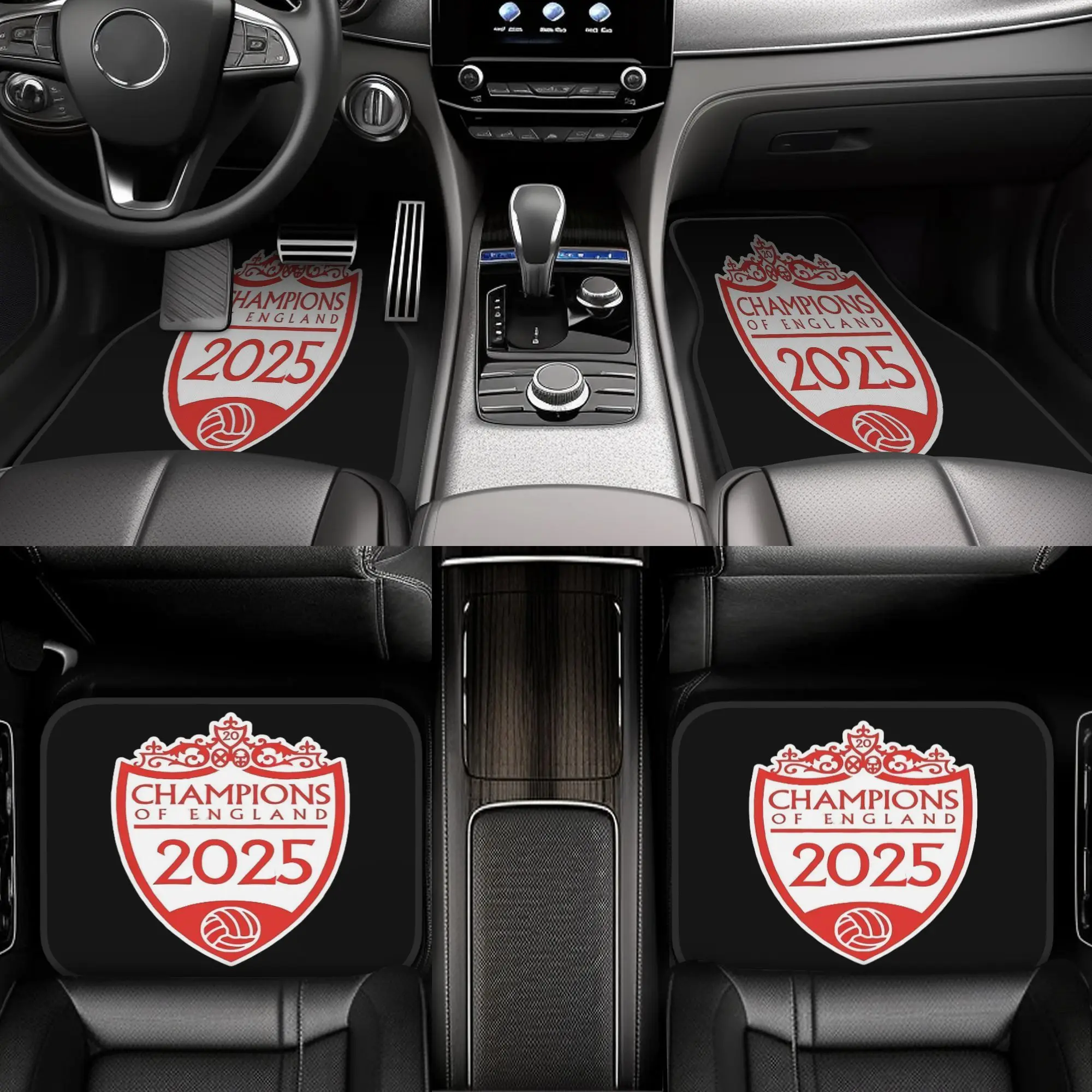 

4pcs Universal Car SUV Floor Mats With Liverpool-Themed Design - Durable All-Weather Protection, Front & Rear Seat Coverage, Fas