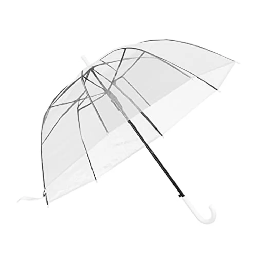 Regenschirm Transparent Durchsichtig Damen Eleganter Kuppel Hochzeit Automatisch