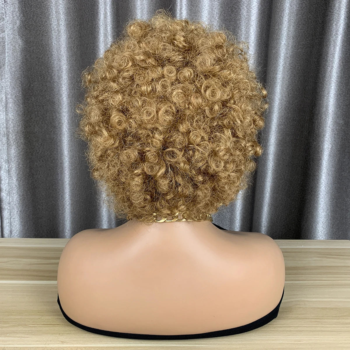 Ingwerfarbene lockige Pixie-Cut-Perücken # 33 Echthaar-Pixie-Cut-Perücken, 180% farbig, vollmaschinell gefertigte Echthaarperücken, einfach zu tragen, Hairugo – Detail 9