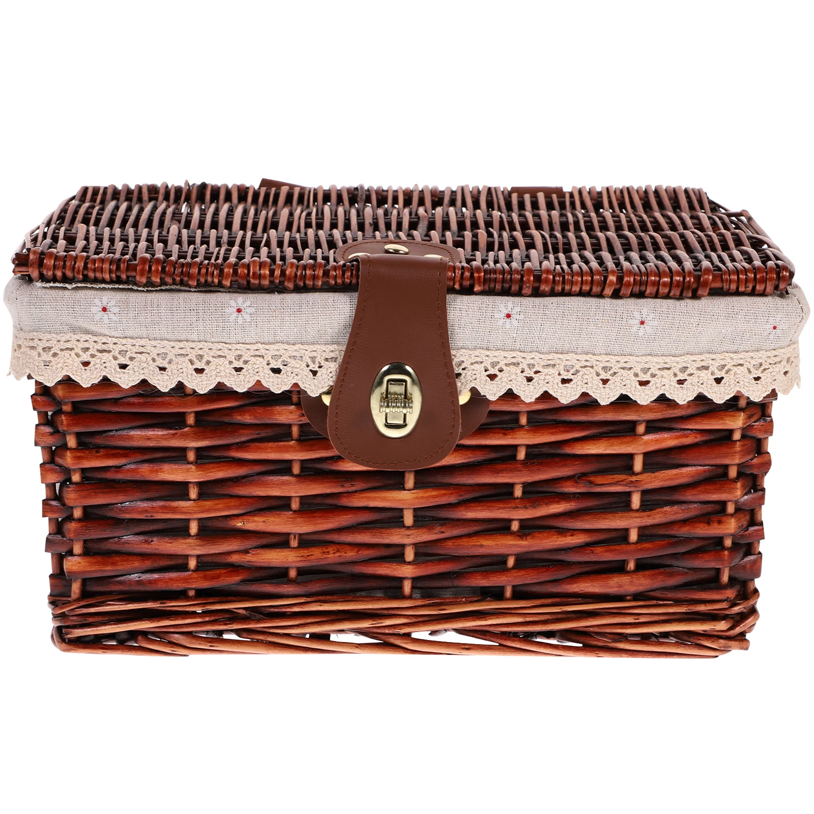 

Rattan Storage Box Woven Baskets Bedroom Decorative Lidded Cotton Linen Small Rectangle Dust Free Storage Solution Bins