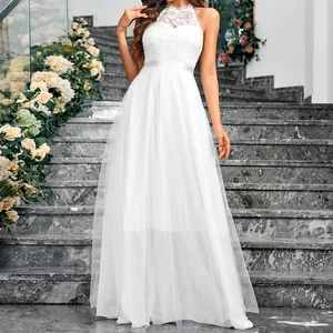Elegante Brautkleider Chiffon mit Strängen, Halshöhlennacken, Hochzeitskleid, Strandapplikationen, Boho, Prinzessin -Partykleider, Saiten, Plus Größe, Customize 11 Hauptverkaufskleid für Verlobung Chiffon - №10