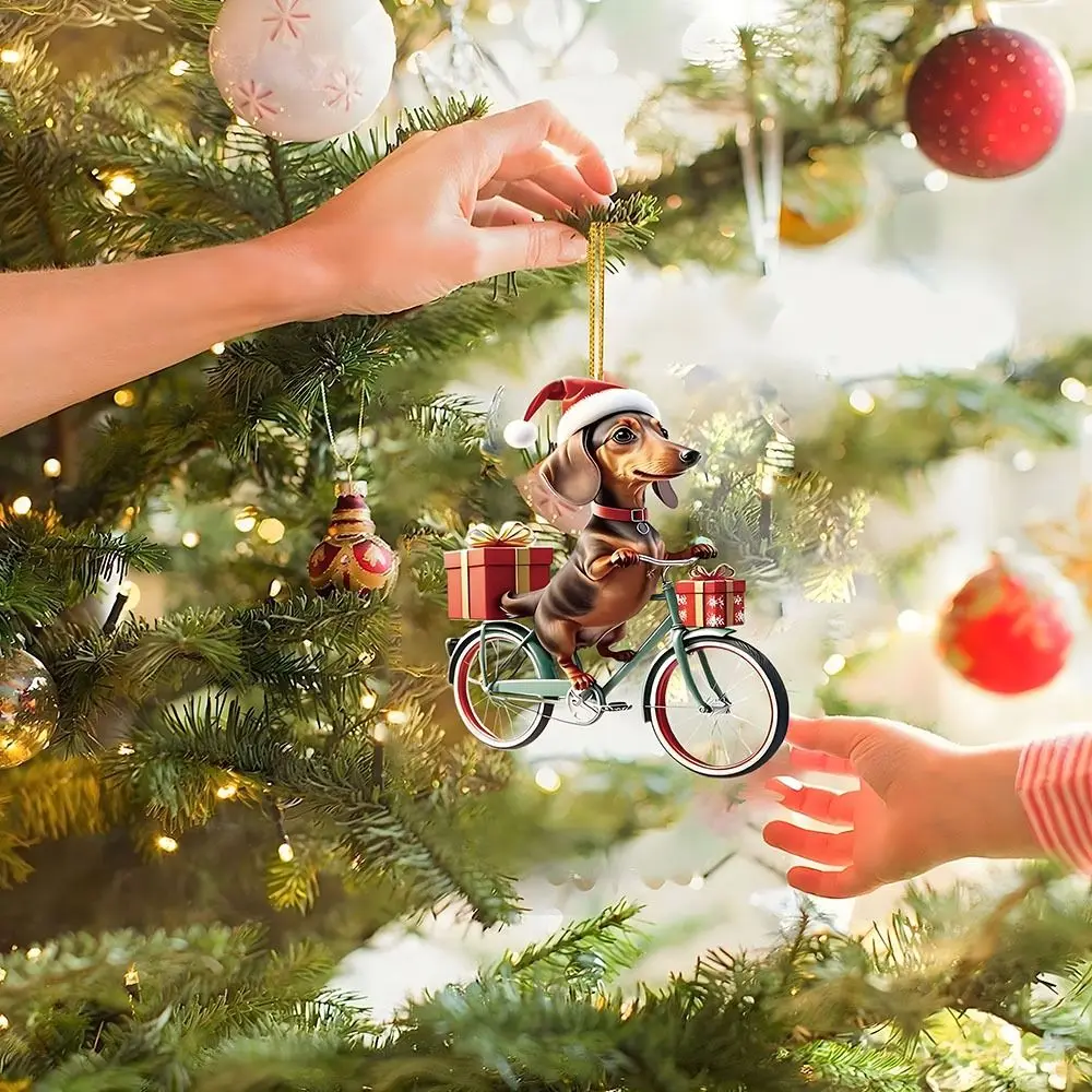 

Creative Acrylic Acrylic Dachshund 8cm Multicolor Car Mirrors Christmas Decorations