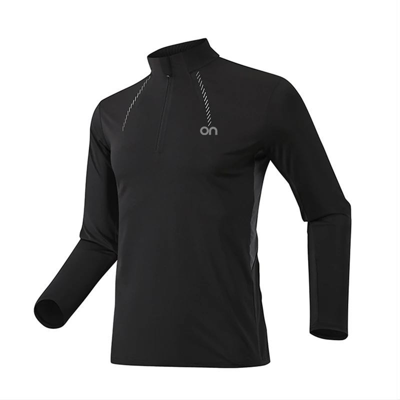 

Men's Long Sve T-irt f Zip Running Fitn Training Qui Dry Sweat Absorbent Breathable Outdoor Sports Wear