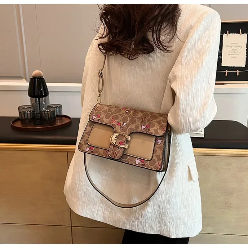 

​2025 Summer Flap Crossbody Bag Women Unique Print Top Handle Square Underarm Purse Stitching Detail​