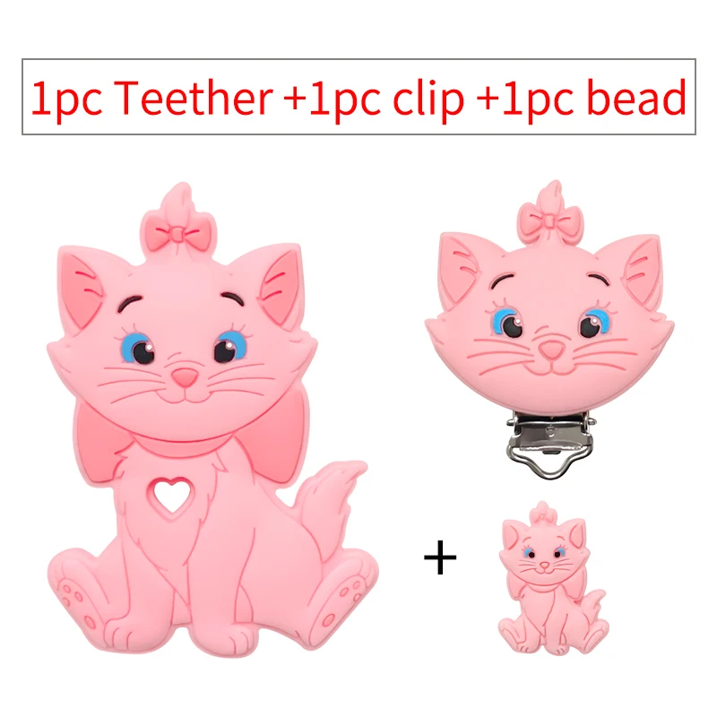 3-teiliges Set Silikon-Cartoon-Beißring Nippelclip-Perlen DIY Schnullerketten-Clips Perlen Geschenk Schmuckzubehör