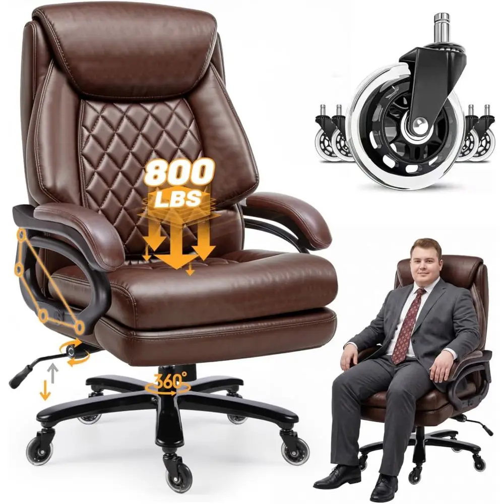 Ergonomic High-Back Office Chair with Adjustable Lumbar Support, Wide Seat for Extended Work or Gaming, Heavy-Duty Desk Chair wi