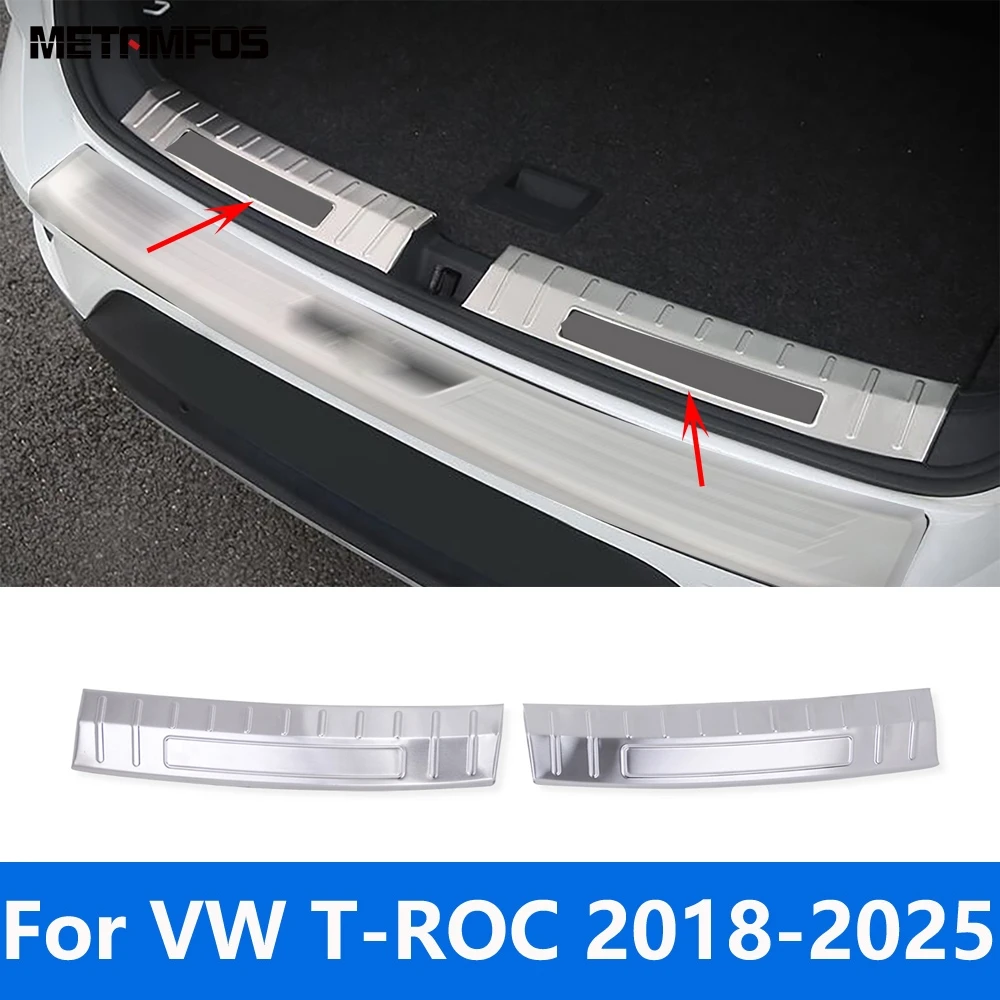 

For Volkswagen VW T-ROC TROC 2018-2023 2024 2025 Interior Rear Trunk Bumper Foot Plate Door Sill Scuff Guard Plate Accessories
