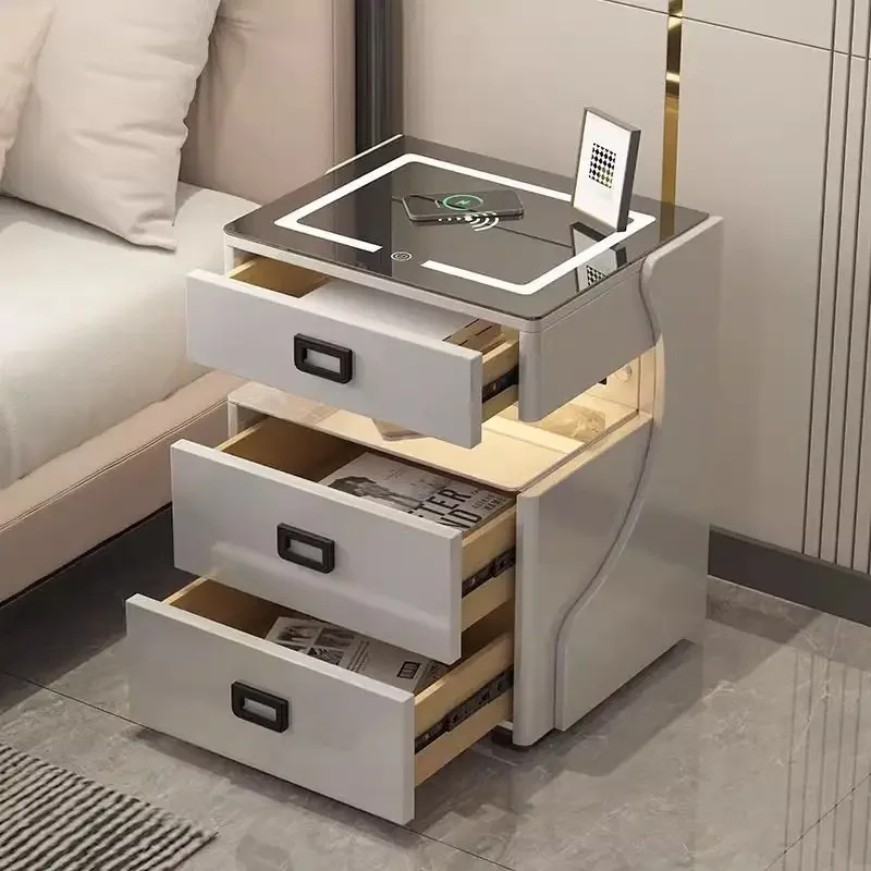 Home, smart bedside table, safe, all-in-one multi-function, simple, modern, wireless charging, bedroom, home, installation-free