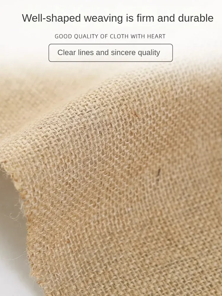 Jute Fabric By The Meter for Tablecloth Bag Upholstery Sewing Plain Wear-resistant Old Coarse Cloth Retro Breathable Hydrophobic