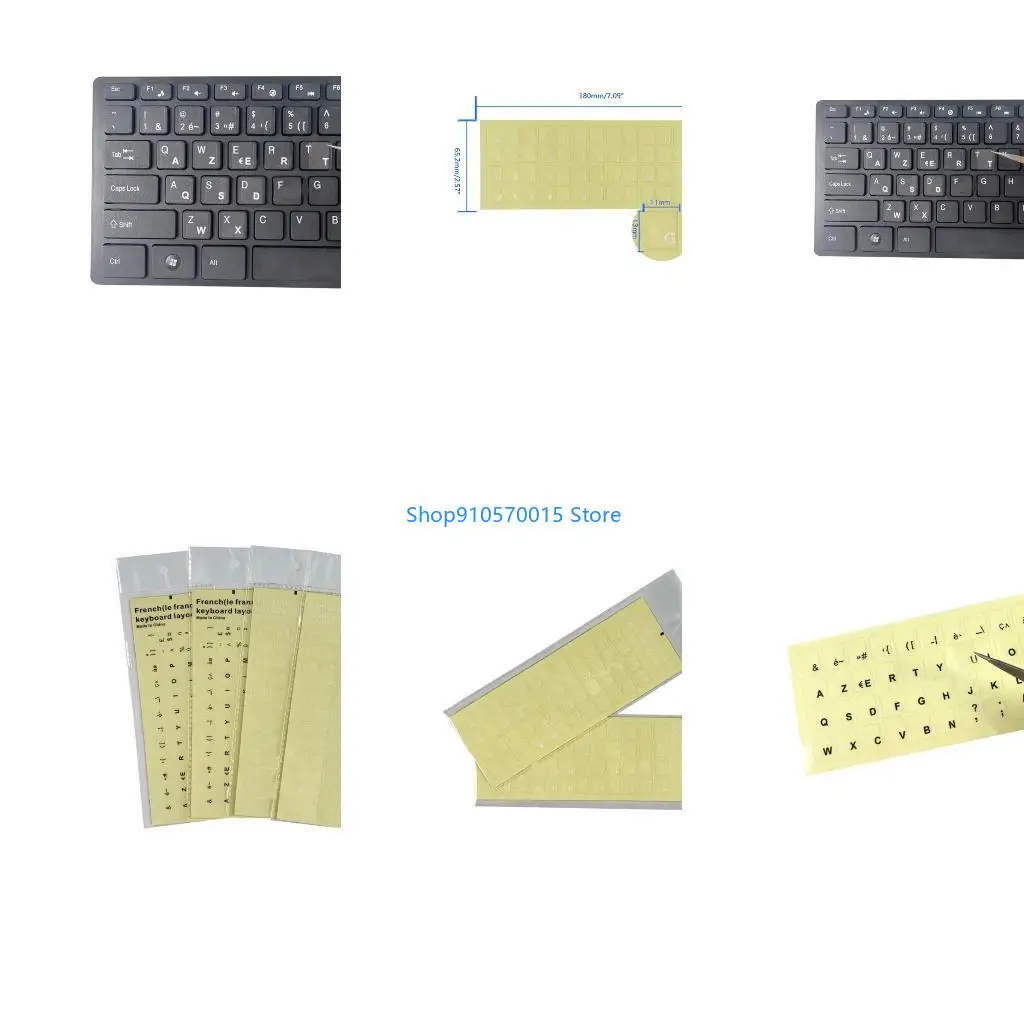 B95C Ultra-thin French Computer Keyboard Sticker Film Easy to Install Black/White Letter Stickers Waterproof 2PCS/Set