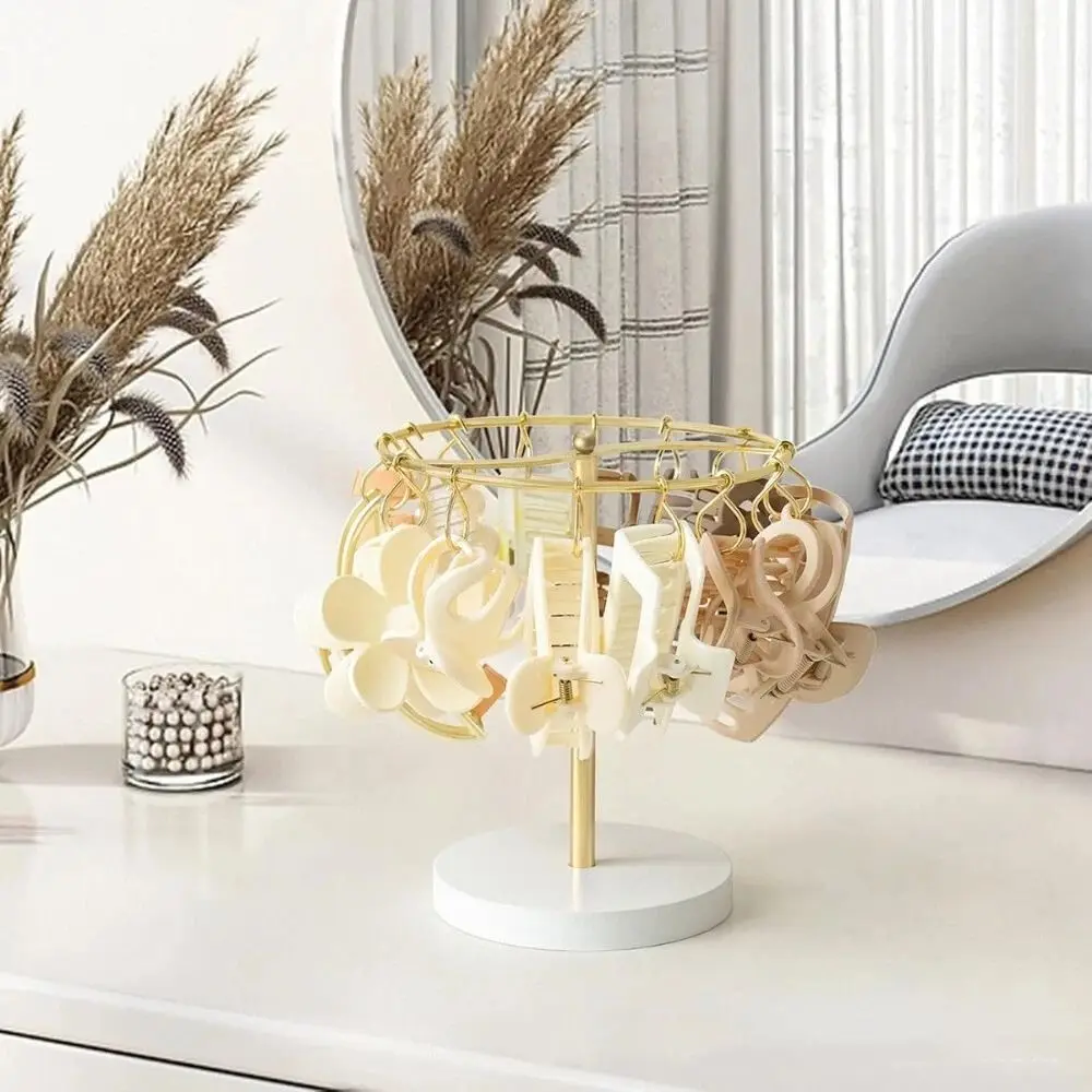 مع 16 قطعة السنانير مخلب كليب المنظمون قاعدة معدنية مستديرة دبوس الشعر عرض موقف سعة كبيرة القابلة للإزالة حامل قصاصة الشعر المنزل