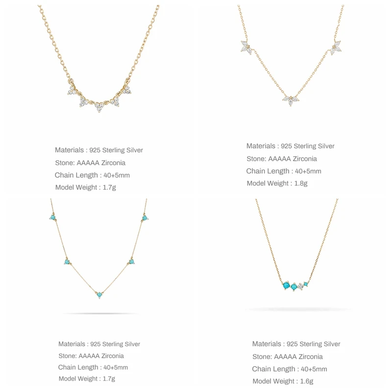 ROXI S925 Sterling Silver Necklaces For Women Turquoise Claw Inlaid Gold Color 18k Gift Cadena Plata 925 Para Mujer Chain Neck