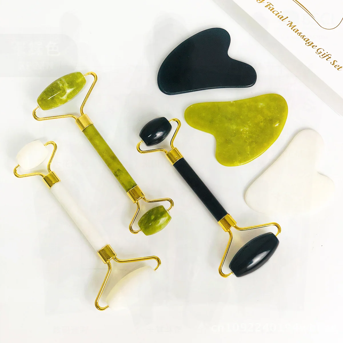 أدوات تدليك الوجه والرقبة ذات العرض المباشر، أسطوانة تدليك اليشم ولوحة غوا شا للوجه - أداة تجميل متعددة الوظائف رقم #4