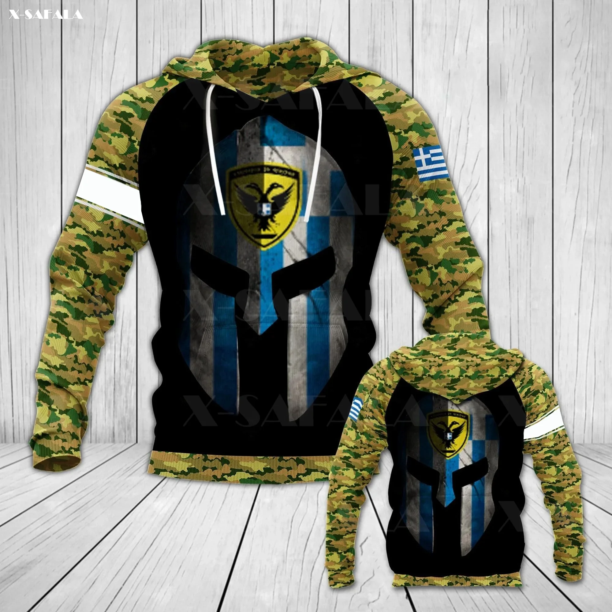 GREECE ARMY MASK STYLE Flag Camo Veteran 3D Print Zipper Hoodie Man Pullover Hooded Jacket Jersey Tracksuits Thick Cotton