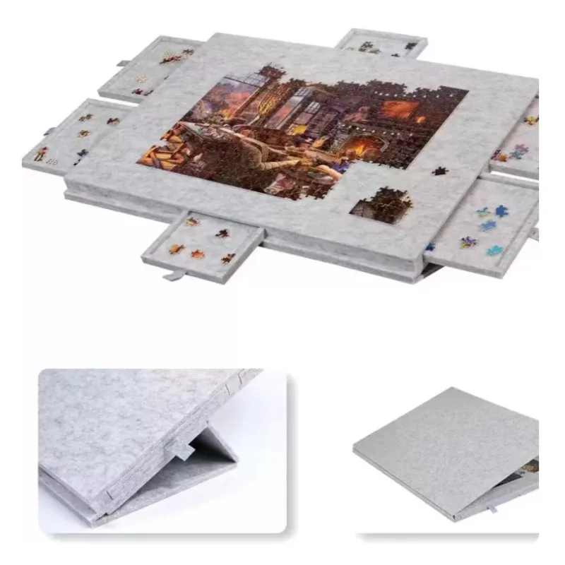 Felt Puzzle Board, Fixing Board with Bracket Puzzle Table Storage Children's Flat 1000 Pieces Puzzle Tilt